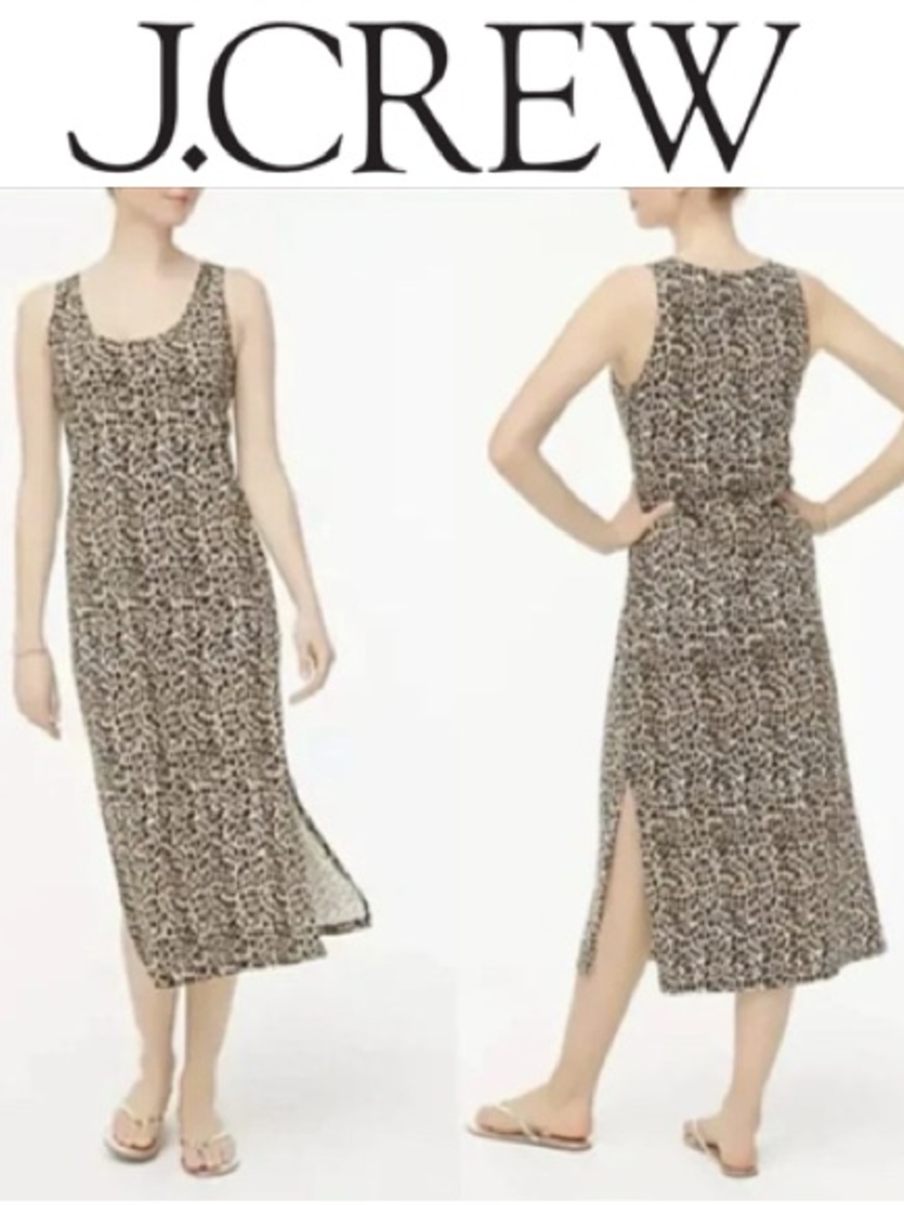 J. Crew Cheetah Print Cotton Tank Maxi Dress Size M